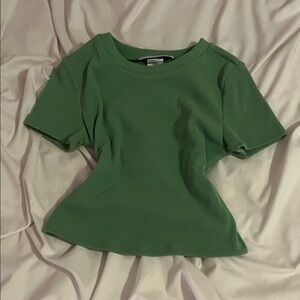 Green Ribbed Women's Top